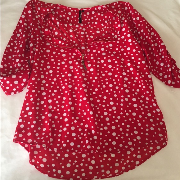 Cathy Jean Tops - Cathy red front zip blouse